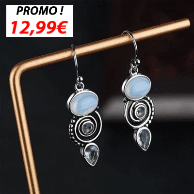 Boucles D’oreilles Pierre De Lune Bleu Océan